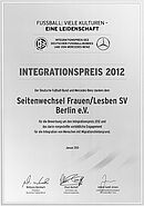 Urkunde Intergrationspreis 2012